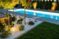 Residential Outdoor Swimming Pool Illuminated by LED Lights